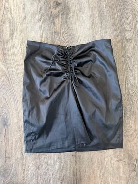Babyboo Black Satin Ruched Mini Skirt